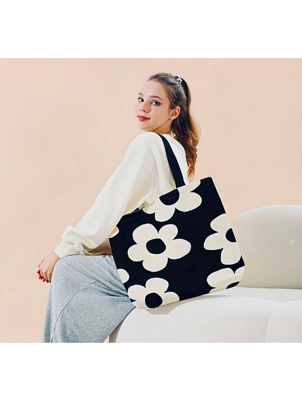 >SUPER SALE< New - Super Cute -Retro Style Floral Print Tote Bag